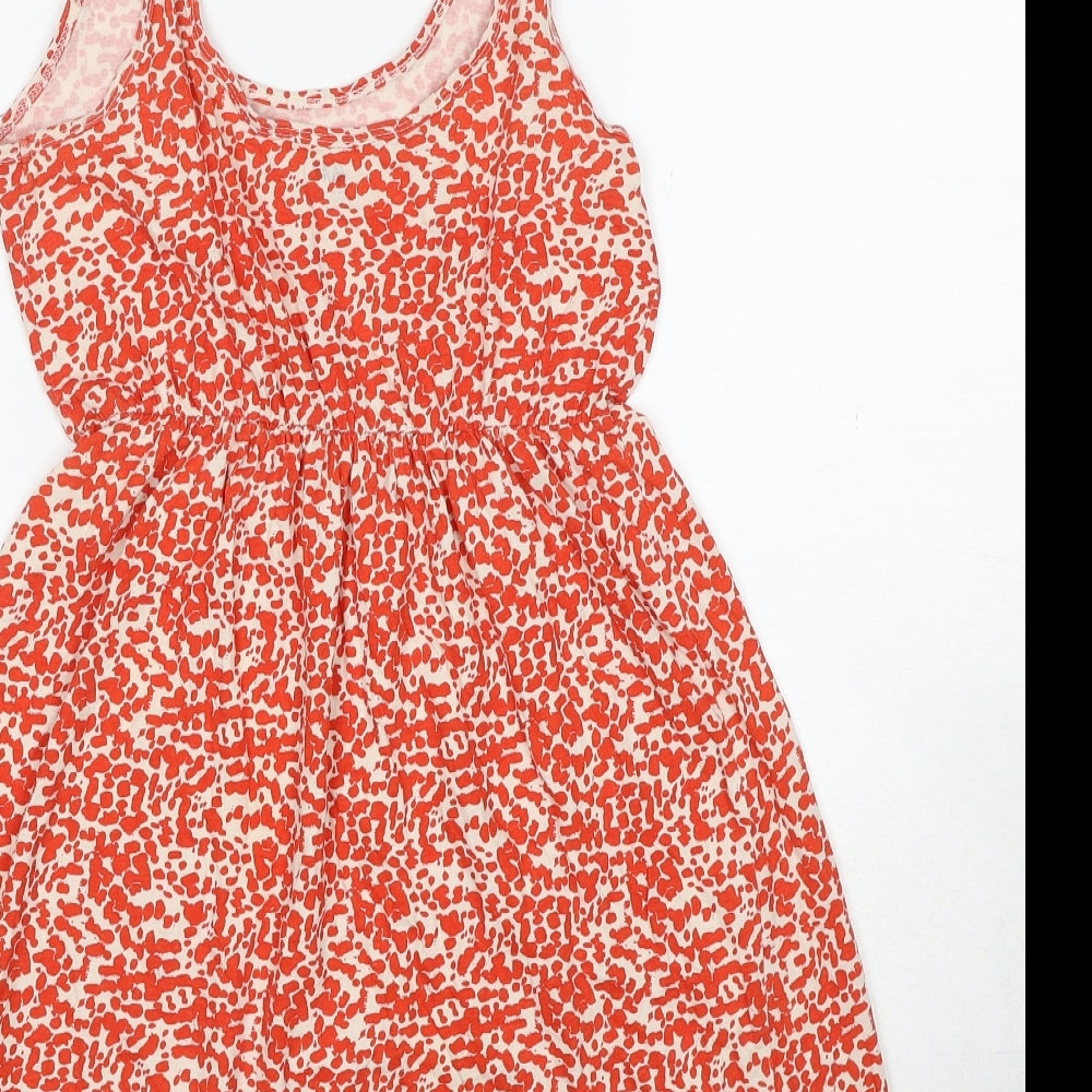 H&M Womens Red Geometric Cotton Tank Dress Size XS Scoop Neck Pullover