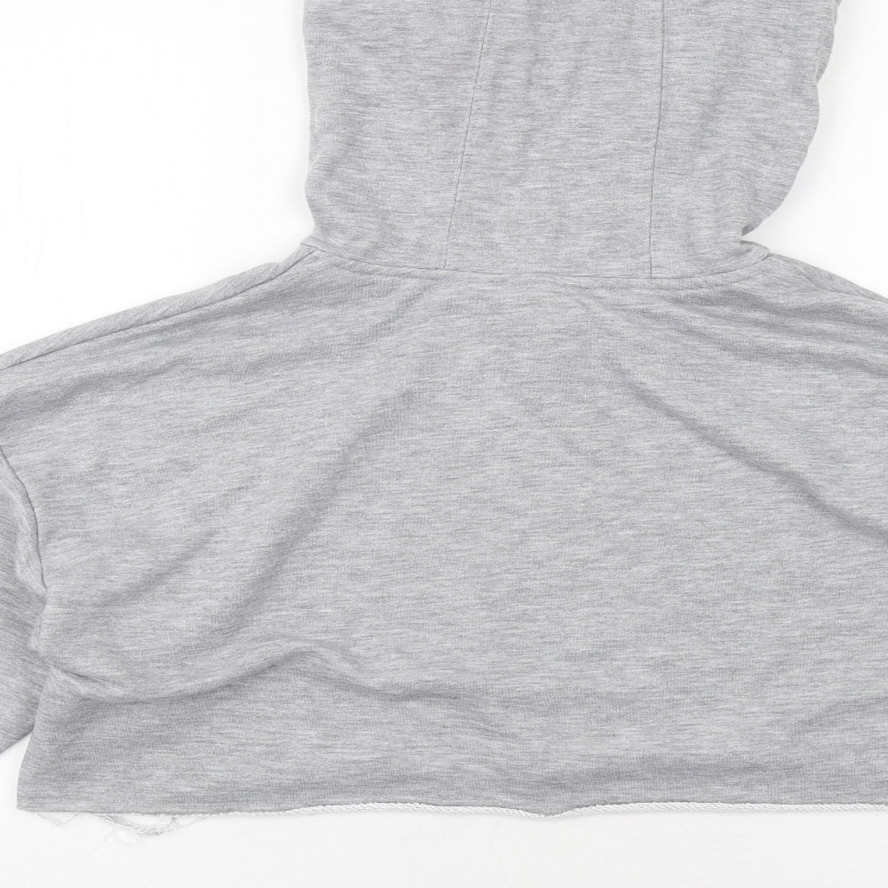 Brand and care label for IVY PARK women’s grey polyester pullover hoodie, size S, pullover