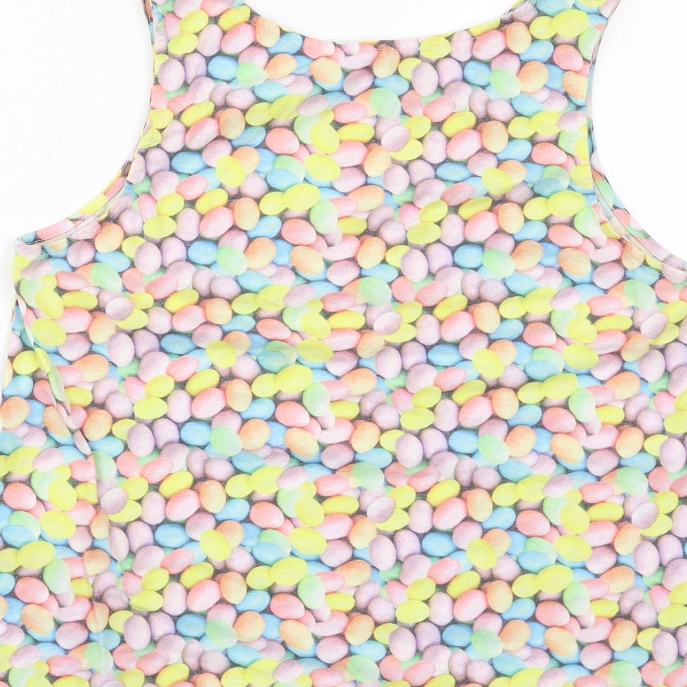 ASOS Mens Multicoloured Geometric Polyester T-Shirt Size S Round Neck - Easter Egg