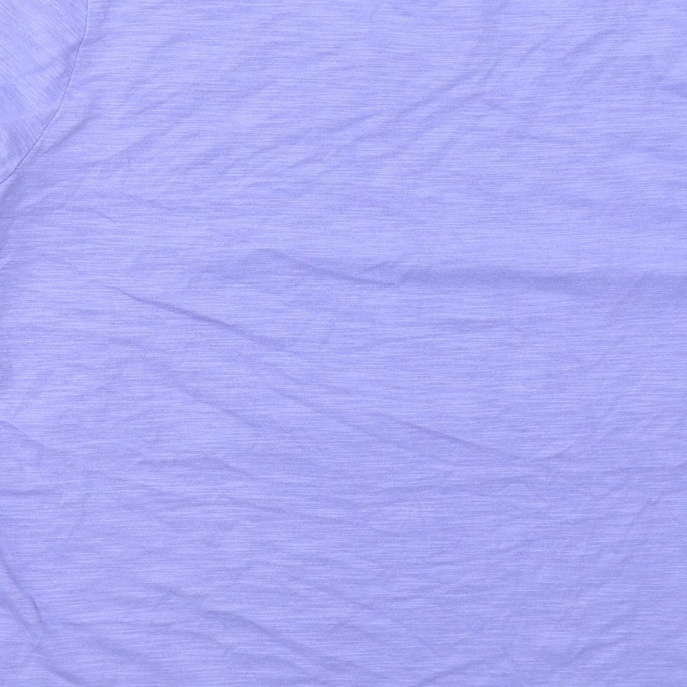 First Avenue Womens Purple Cotton Basic T-Shirt Size L Round Neck - Crochet Detail