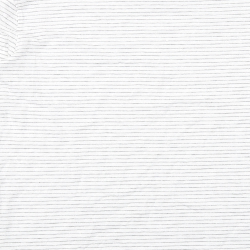 Mango Womens White Striped Cotton Basic T-Shirt Size S Boat Neck