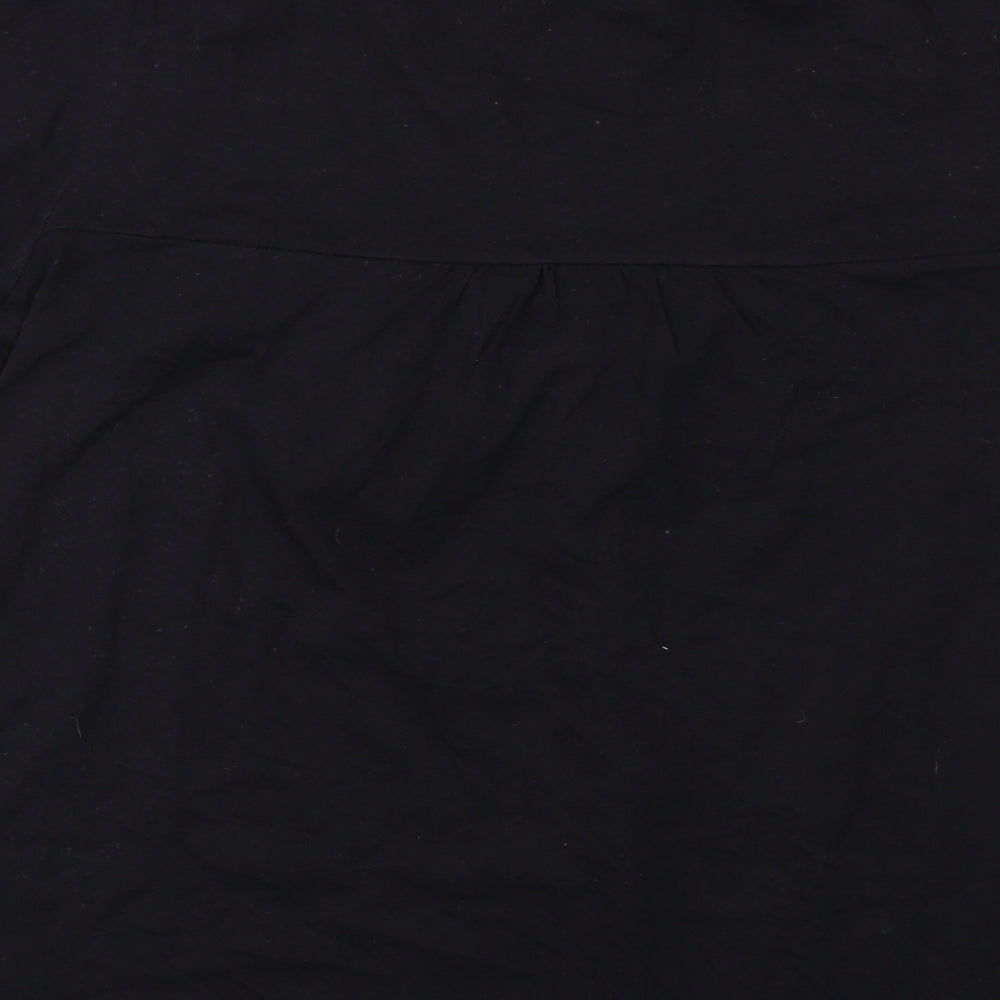 Rogers Womens Black Cotton Basic Blouse Size 10 Round Neck