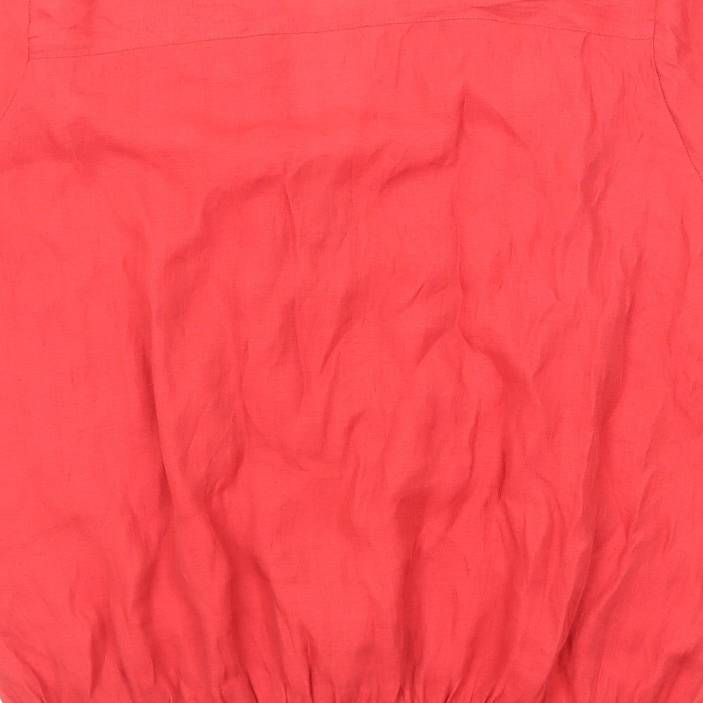 Zara Womens Red Polyester Basic Blouse Size L V-Neck