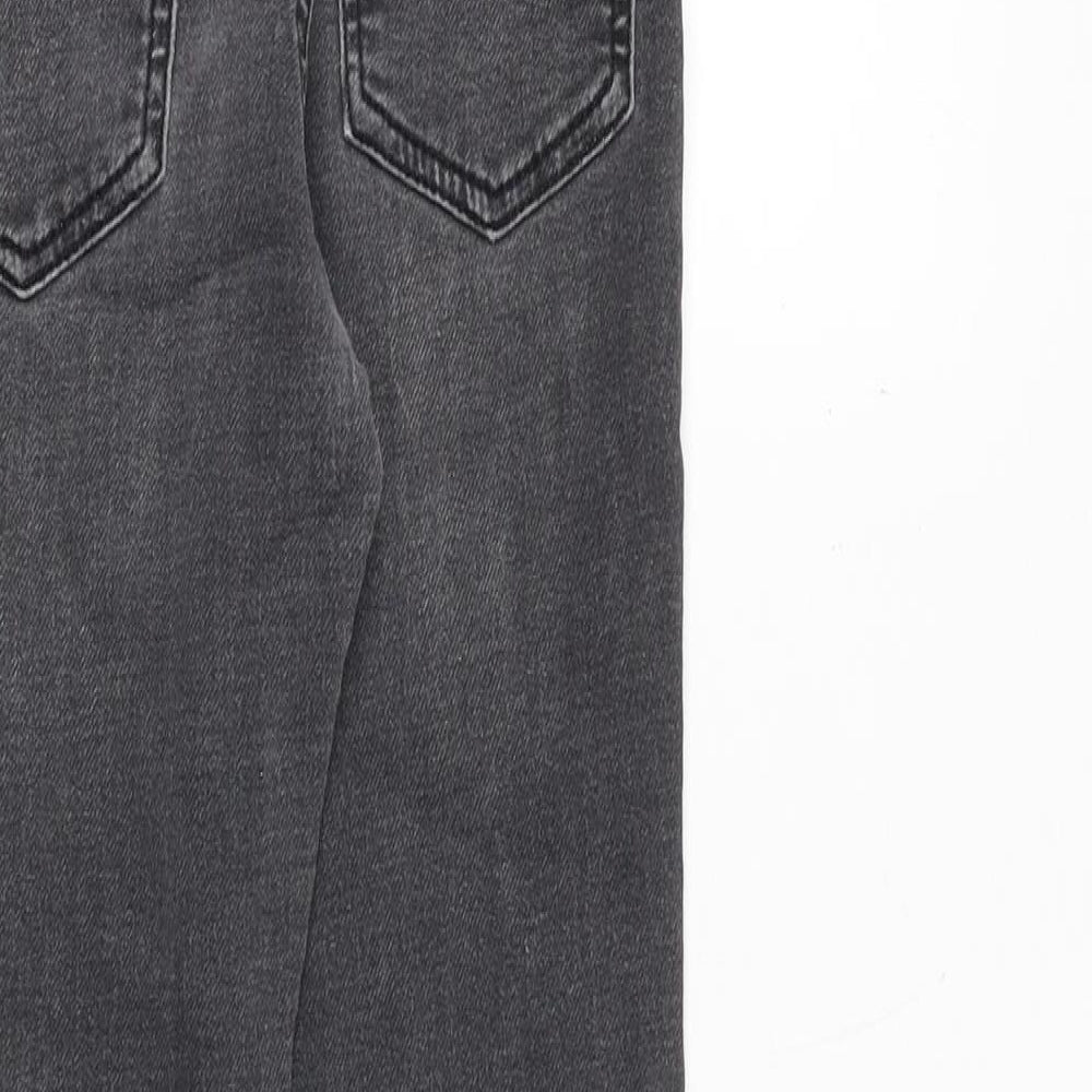 Marks & Spencer Girls Grey Cotton Skinny Jeans Size 9-10 Years Regular Zip