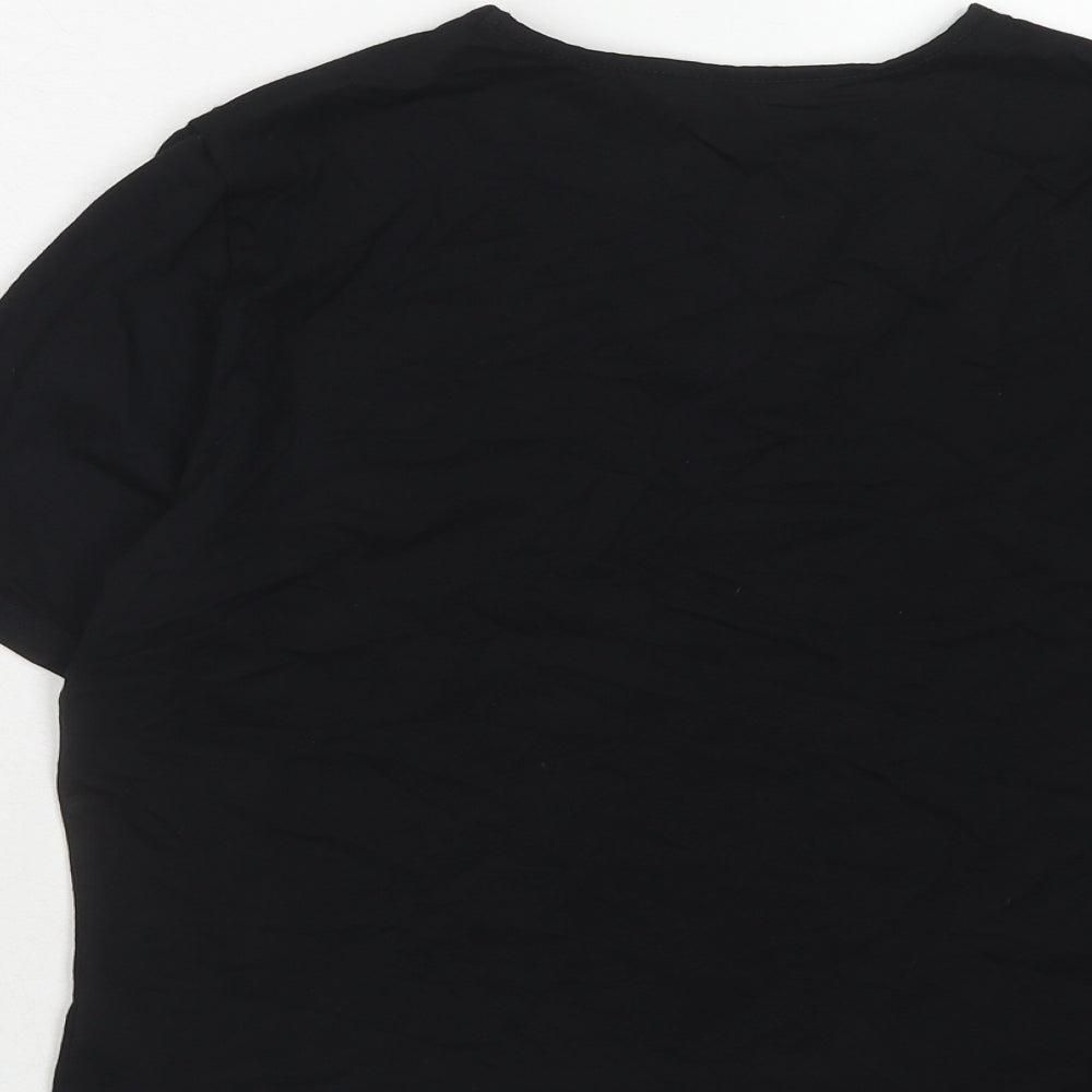 Marks & Spencer Womens Black Viscose Basic Blouse Size 14 V-Neck