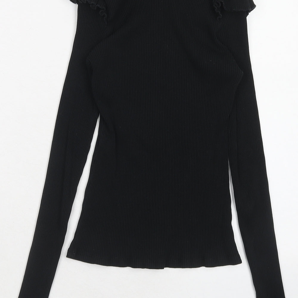 Zara Womens Blue Cotton Basic T-Shirt Size S Round Neck