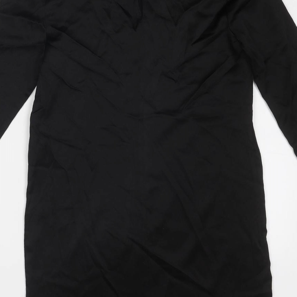 Zara Womens Black Polyester Mini Size M Boat Neck Button