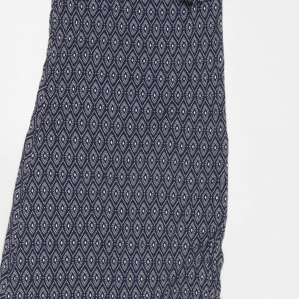 JoJo Maman Bébé Womens Blue Geometric Viscose A-Line Size S Round Neck Pullover