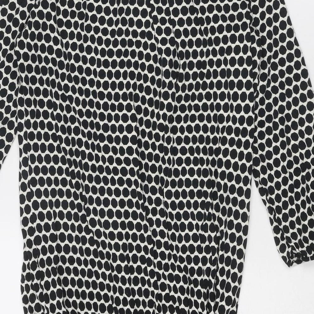 Marks & Spencer Womens Black Polka Dot Cotton A-Line Size 14 Round Neck Pullover