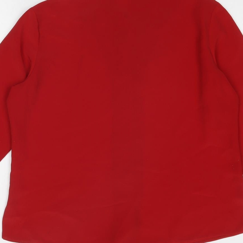 Bonmarché Womens Red Polyester Basic Button-Up Size 14 Collared