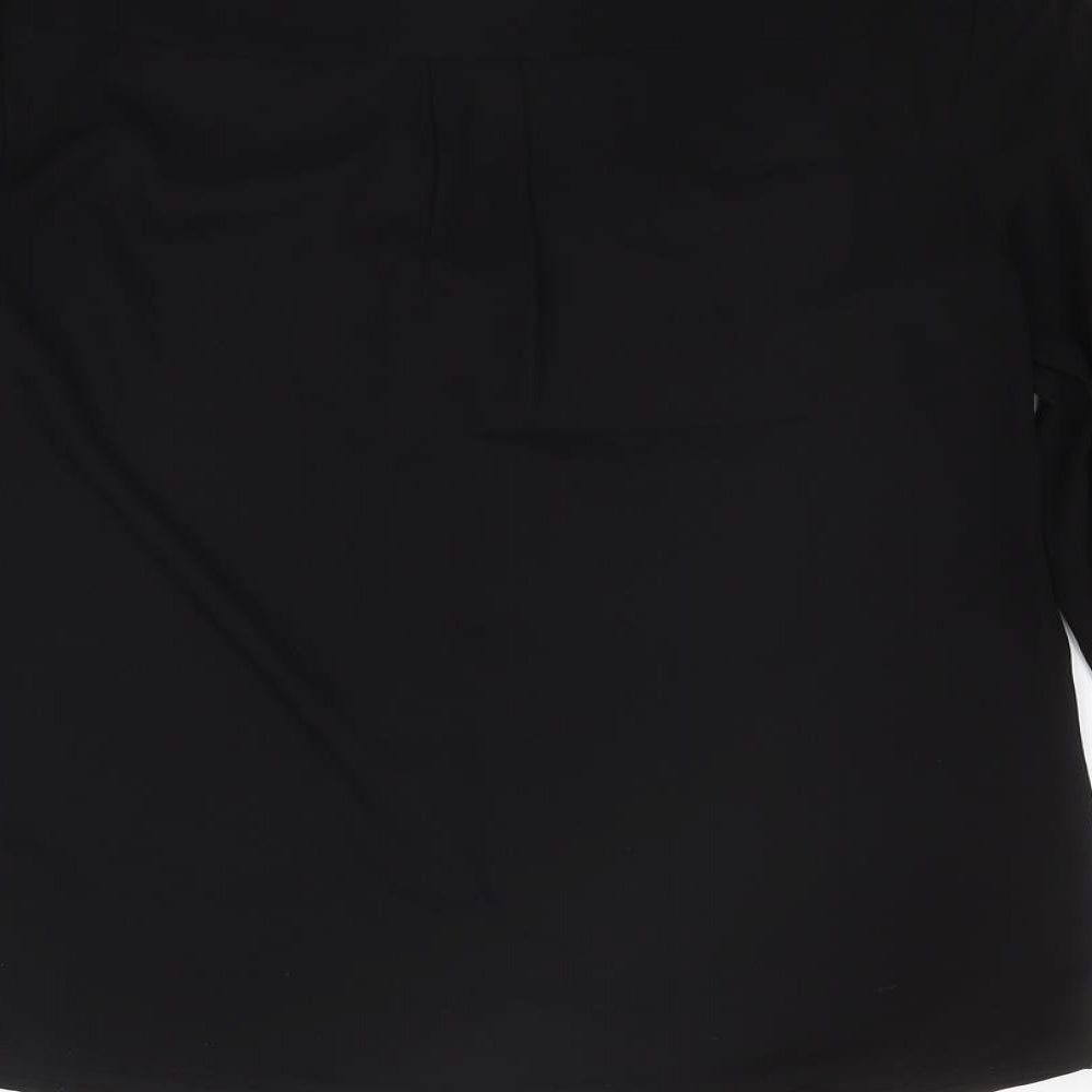 Warehouse Womens Black Polyester Basic Button-Up Size 8 Collared