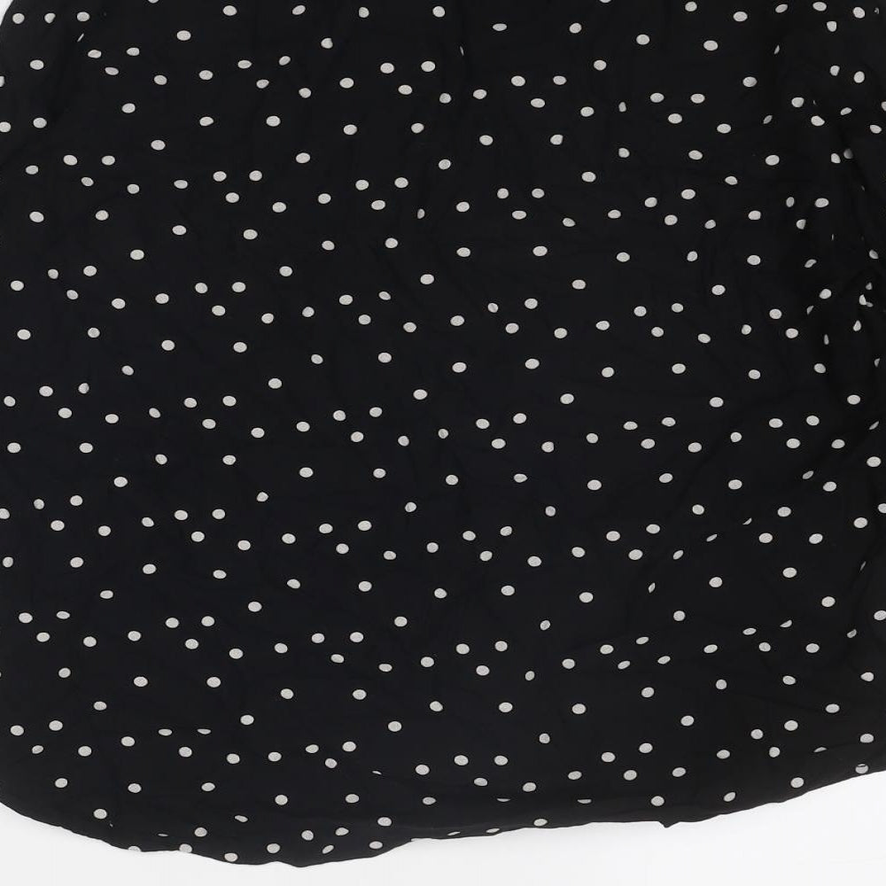 Monki Womens Black Polka Dot Viscose Basic Button-Up Size S Collared