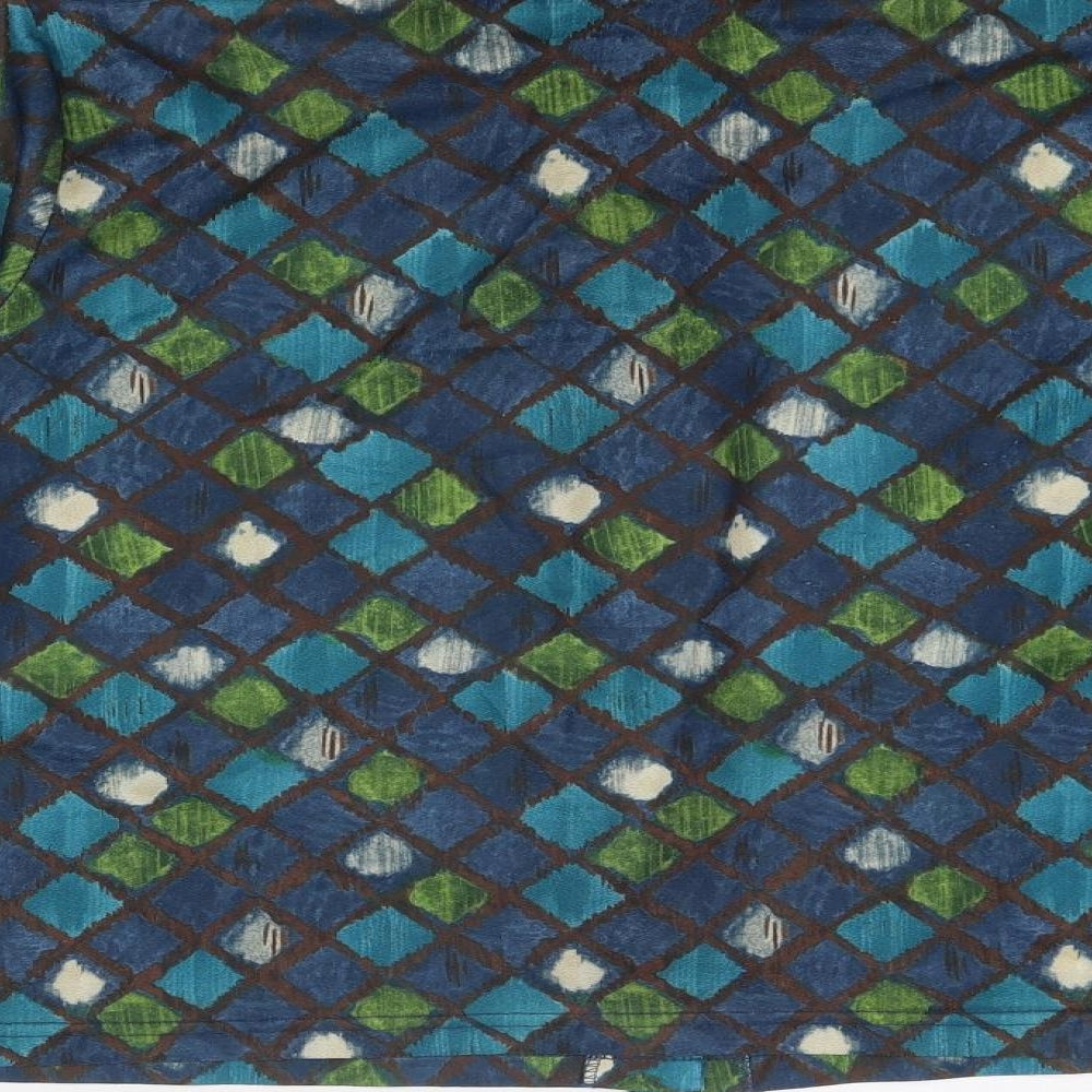 Bonmarché Womens Blue Geometric Polyester Basic Button-Up Size 18 Collared