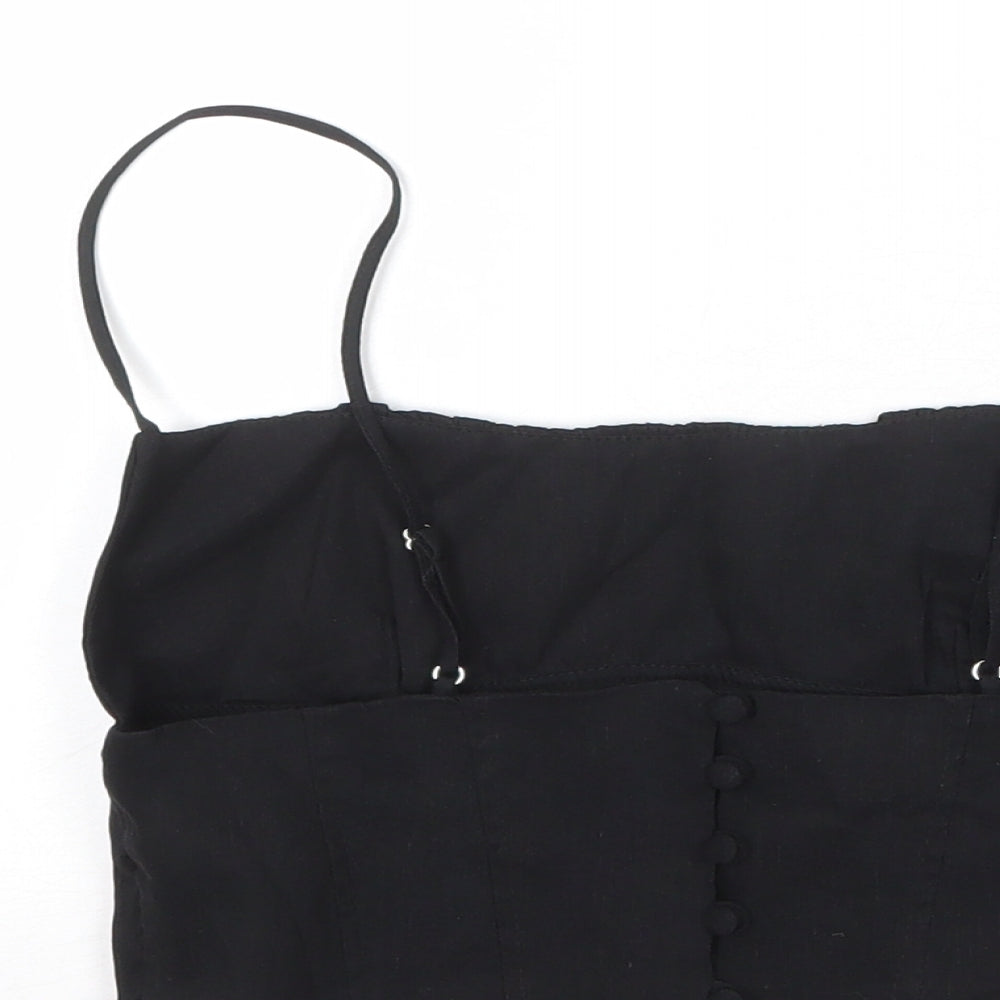 Zara Womens Black Viscose Cropped Tank Size S Square Neck