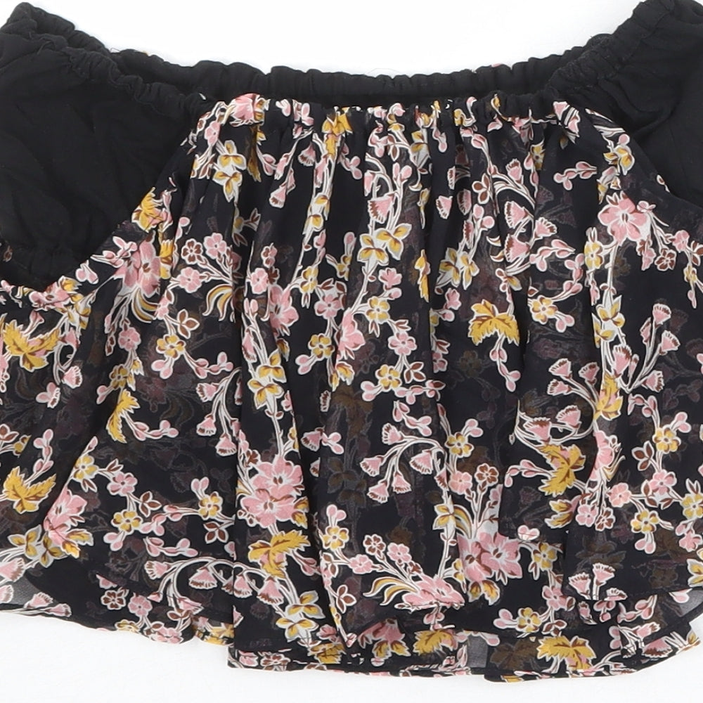 Topshop Womens Multicoloured Floral Polyester Cropped Blouse Size 10 Off the Shoulder