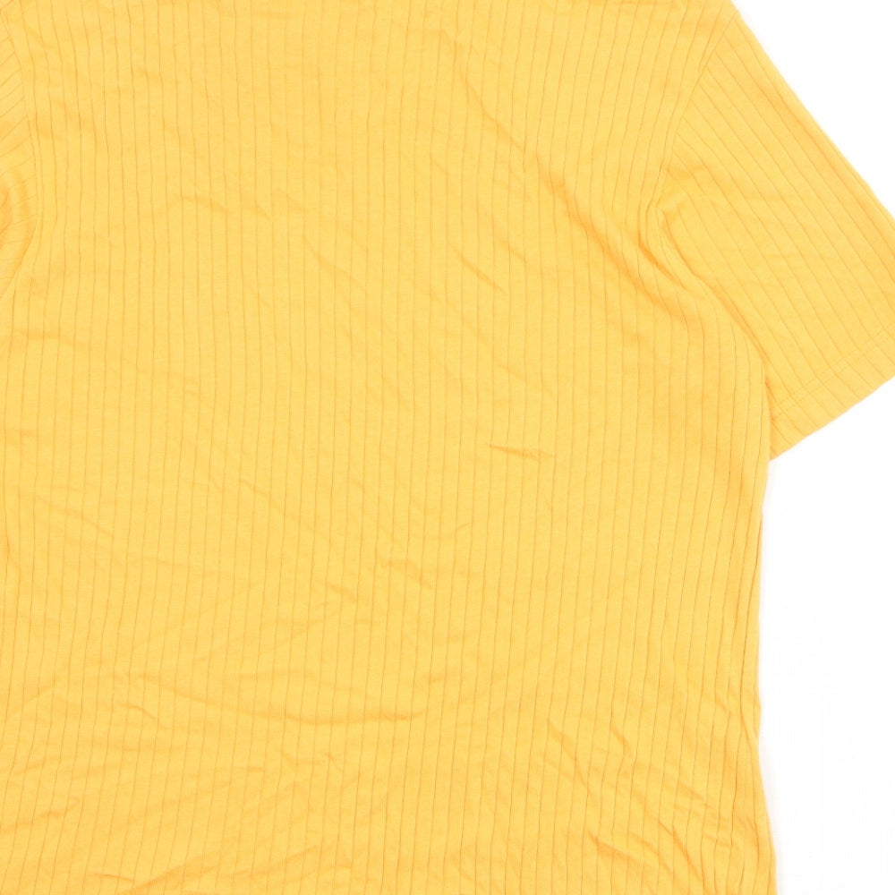 Canada Womens Orange Cotton Basic T-Shirt Size L Round Neck