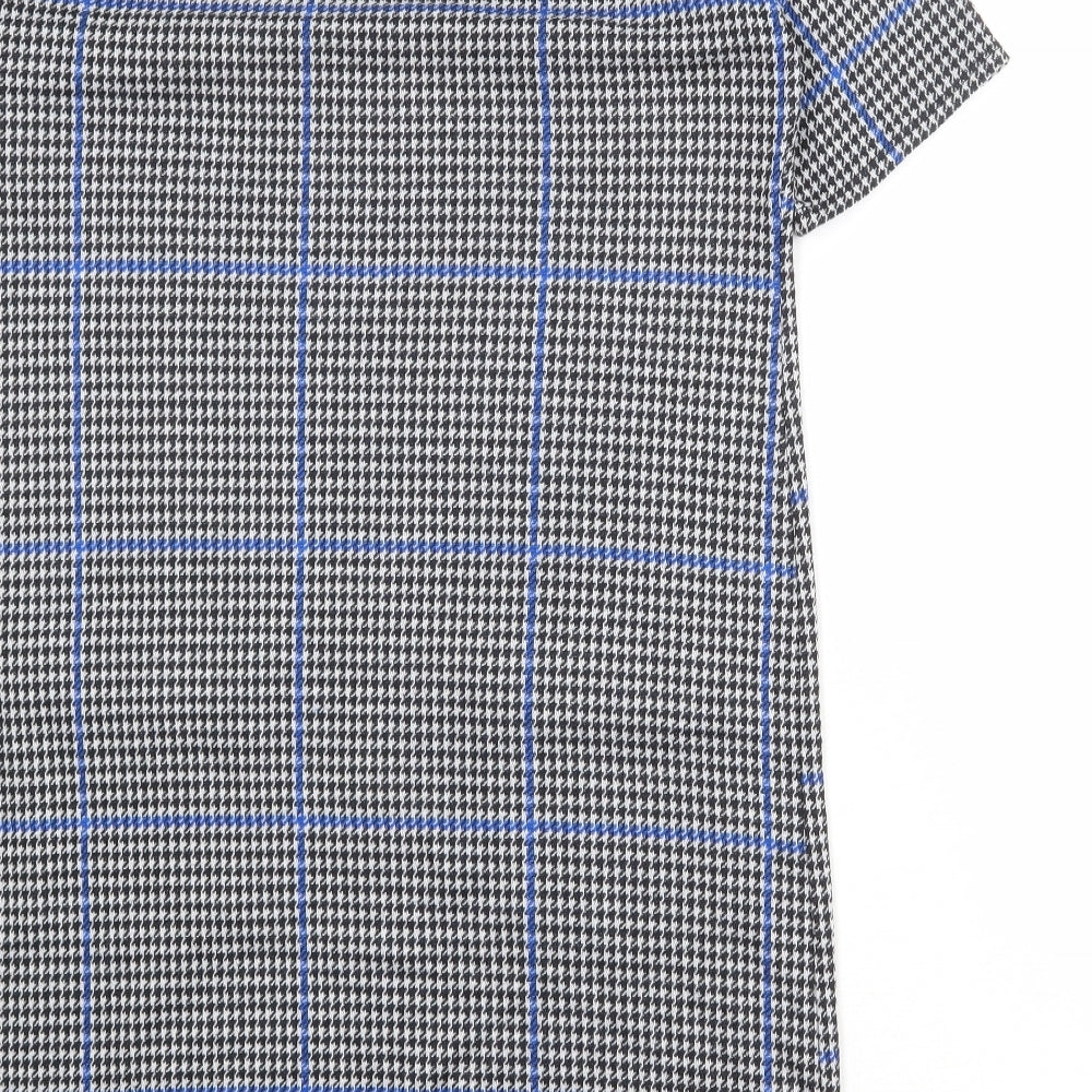 Red Herring Womens Grey Geometric Polyester A-Line Size 14 Round Neck Pullover