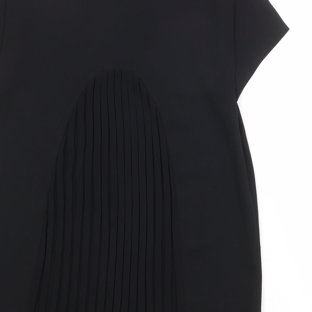 Zara Womens Black Polyester Basic T-Shirt Size M Round Neck