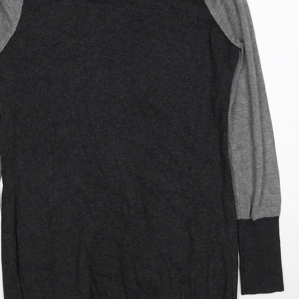 M&Co Womens Grey Round Neck Viscose Pullover Jumper Size L
