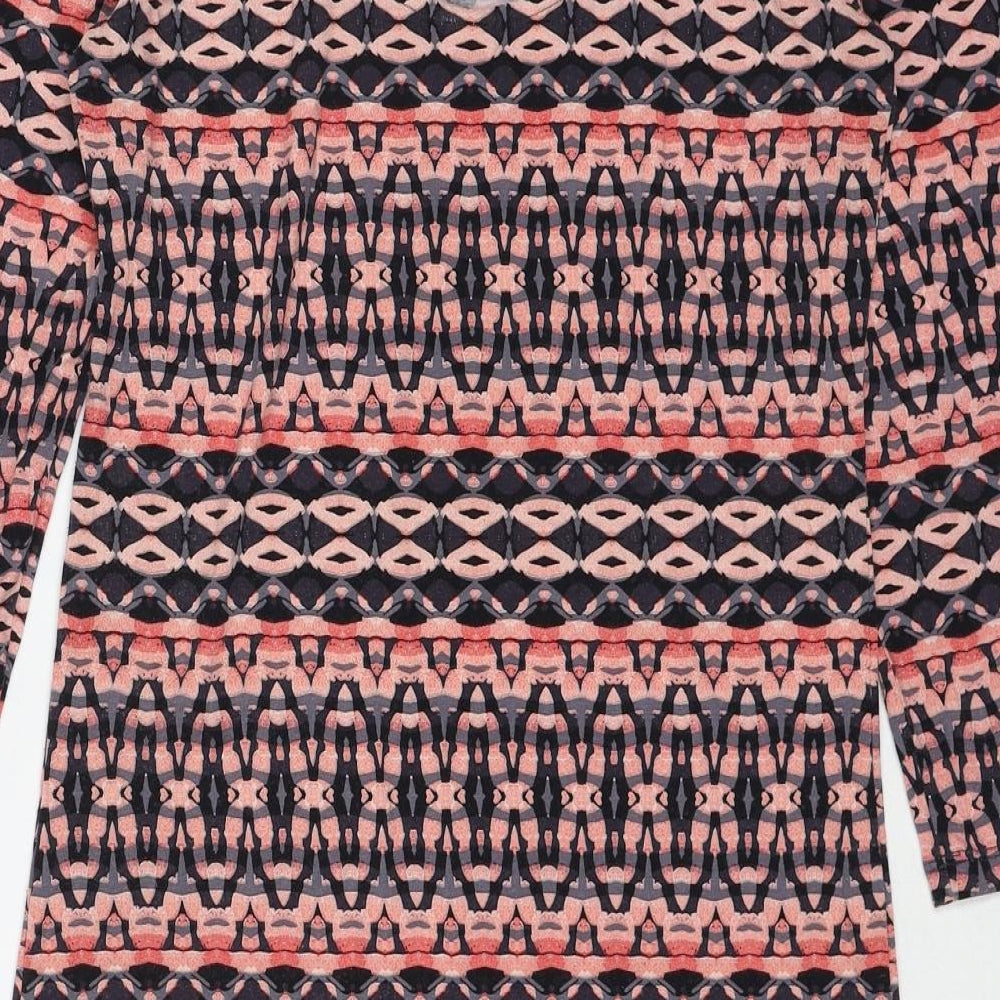 VERO MODA Womens Multicoloured Geometric Viscose Mini Size L Round Neck Pullover
