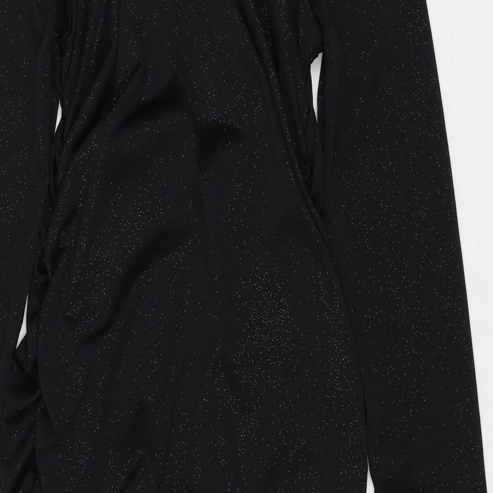 I SAW IT FIRST Womens Black Polyester Bodycon Size 10 Boat Neck Pullover