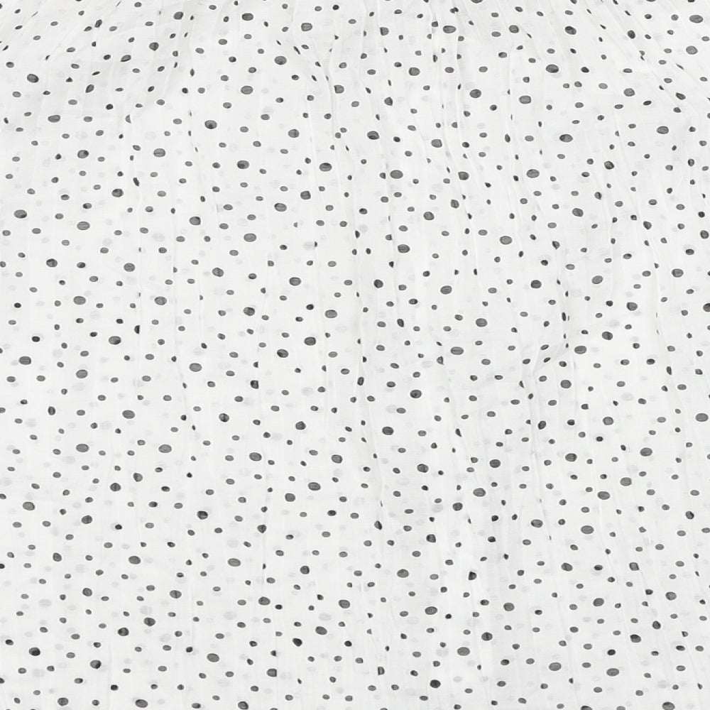 Zara Womens White Polka Dot Polyester Basic Button-Up Size S Mock Neck