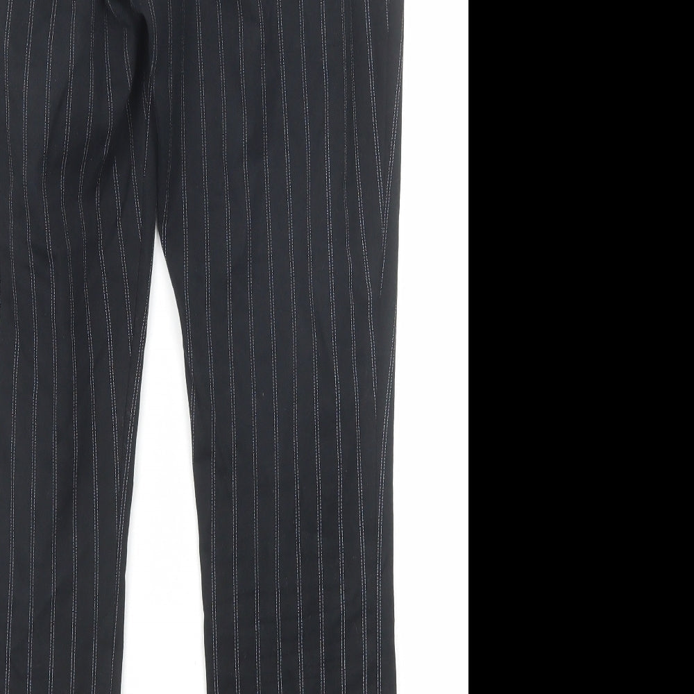 Gap Womens Black Striped Cotton Trousers Size 6 Regular Zip
