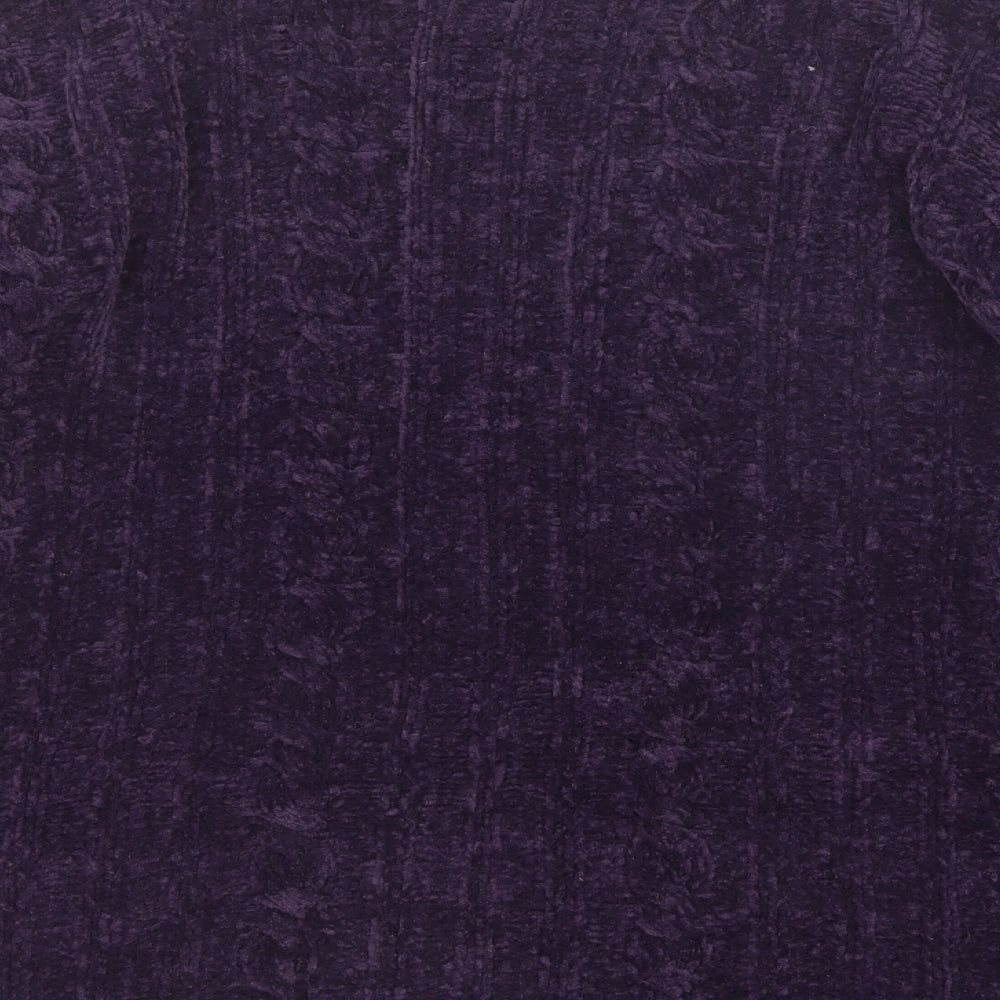 Debenhams Womens Purple Mock Neck Acrylic Pullover Jumper Size L Pullover