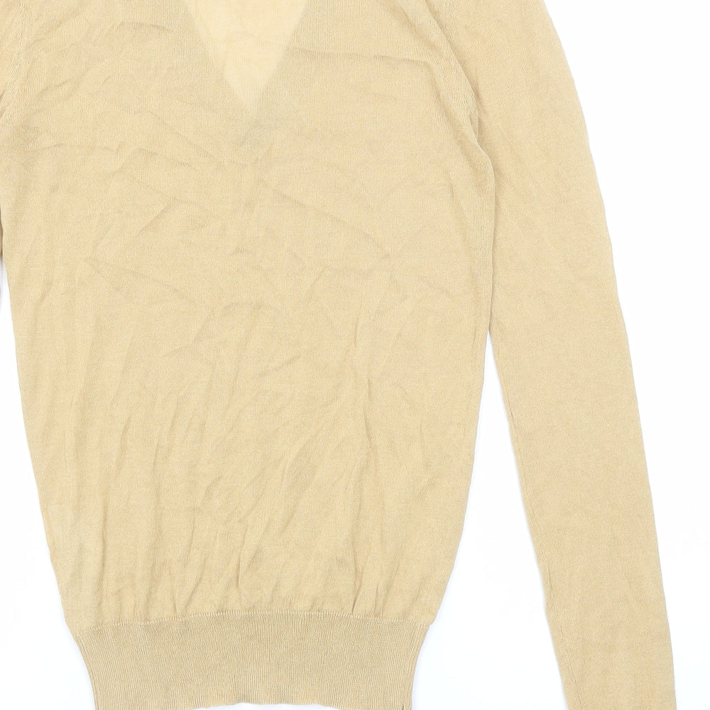 Zara Womens Beige V-Neck Modal Pullover Jumper Size S