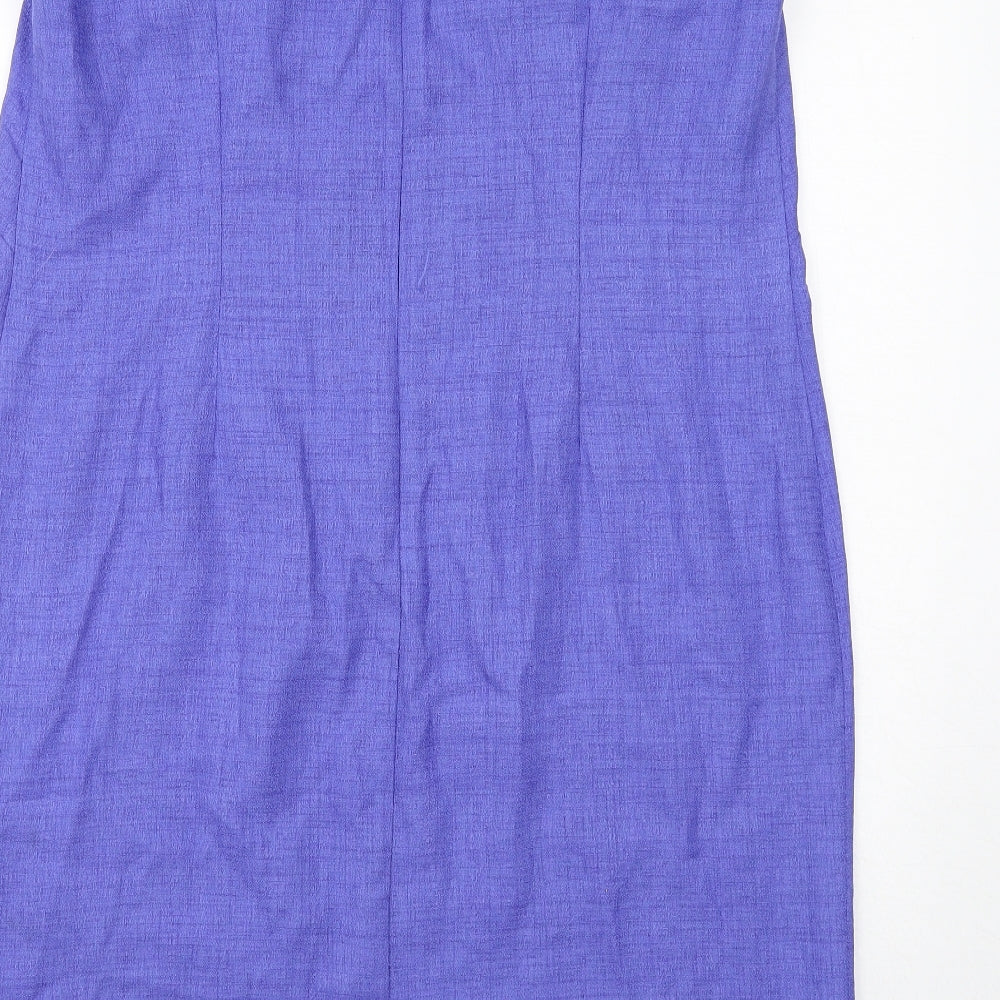 Leslie Fay Womens Blue Polyester A-Line Size 16 Round Neck Zip