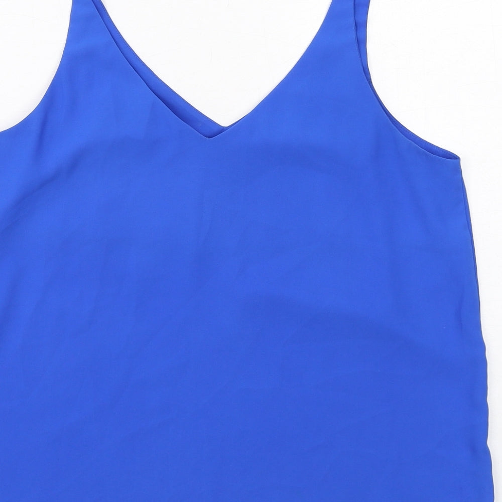 Topshop Womens Blue Polyester Basic Tank Size 10 V-Neck