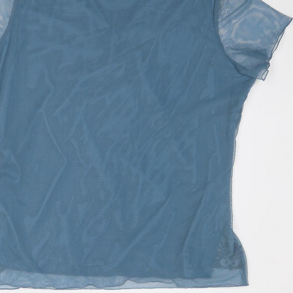 Anne Smith Womens Blue Polyester Basic Blouse Size 18 V-Neck