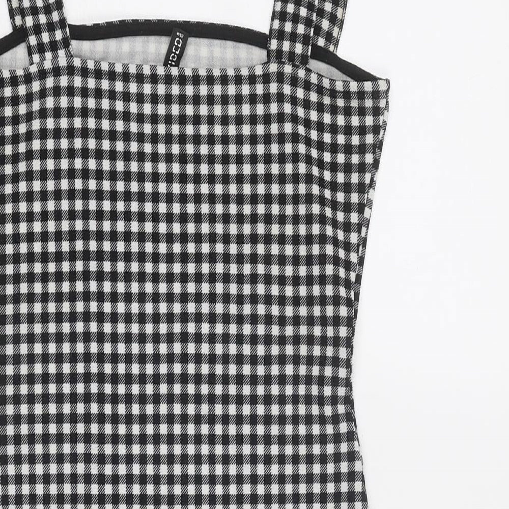 Divided by H&M Womens Black Gingham Polyester Pinafore/Dungaree Dress Size S Square Neck Pullover