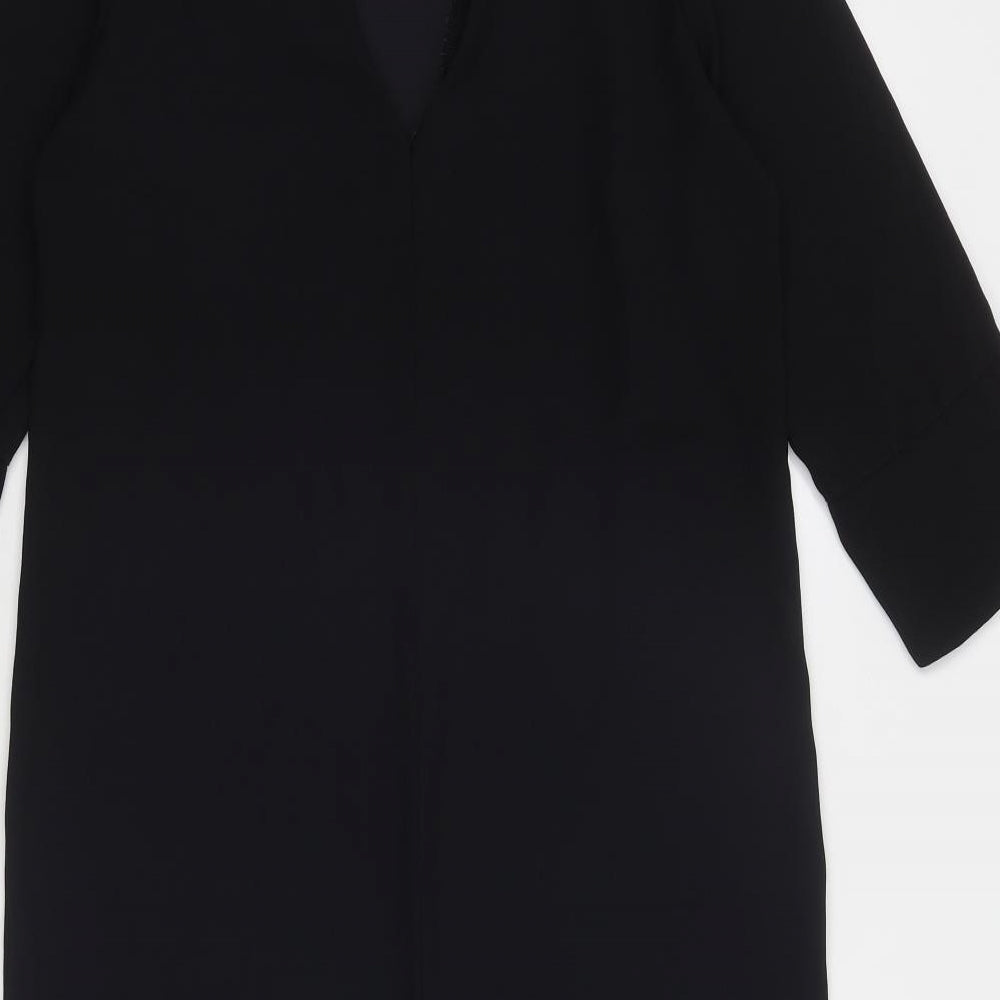 Marks & Spencer Womens Black Polyester A-Line Size 8 Round Neck Zip