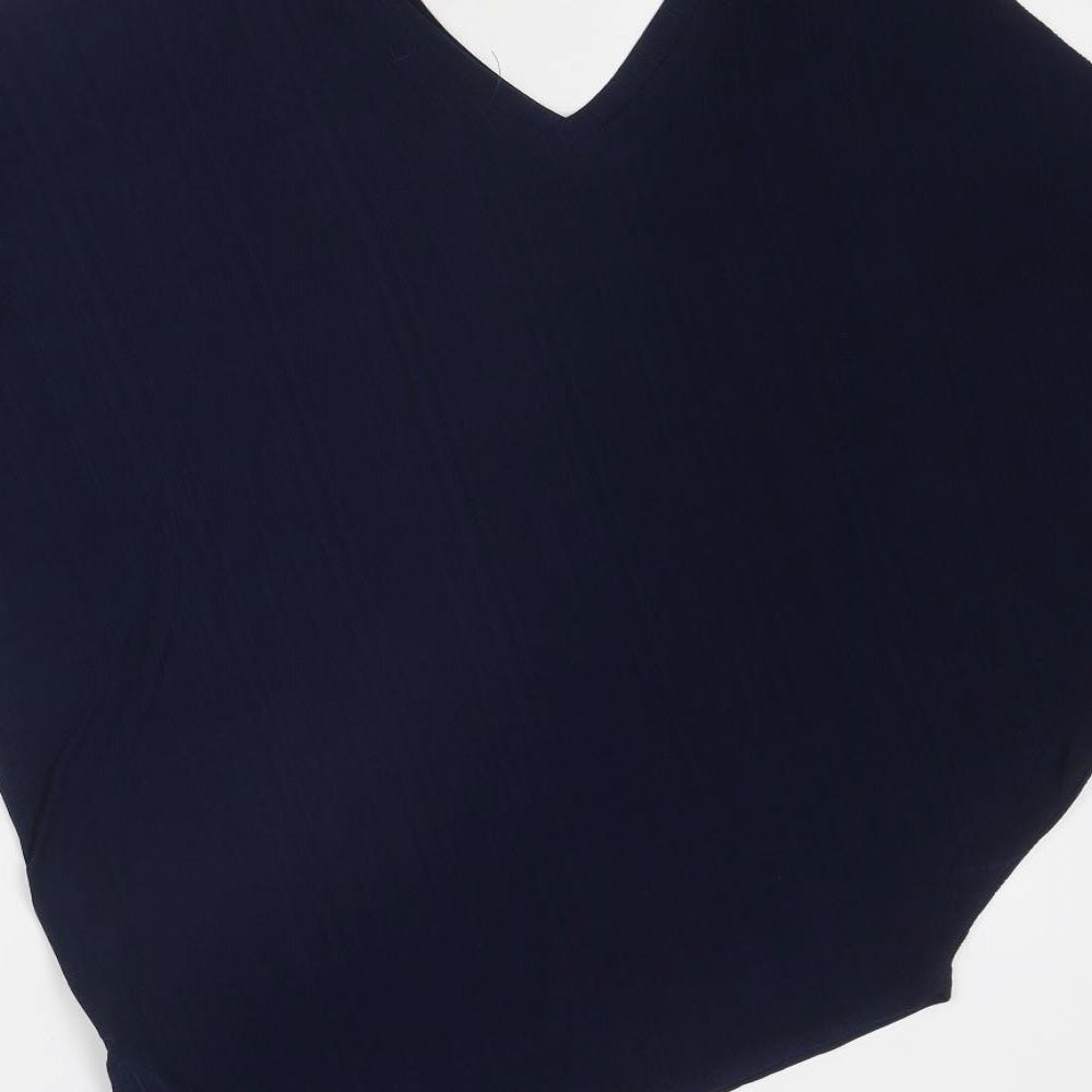 QED London Womens Blue Polyester Basic Blouse Size S V-Neck - Size S-M
