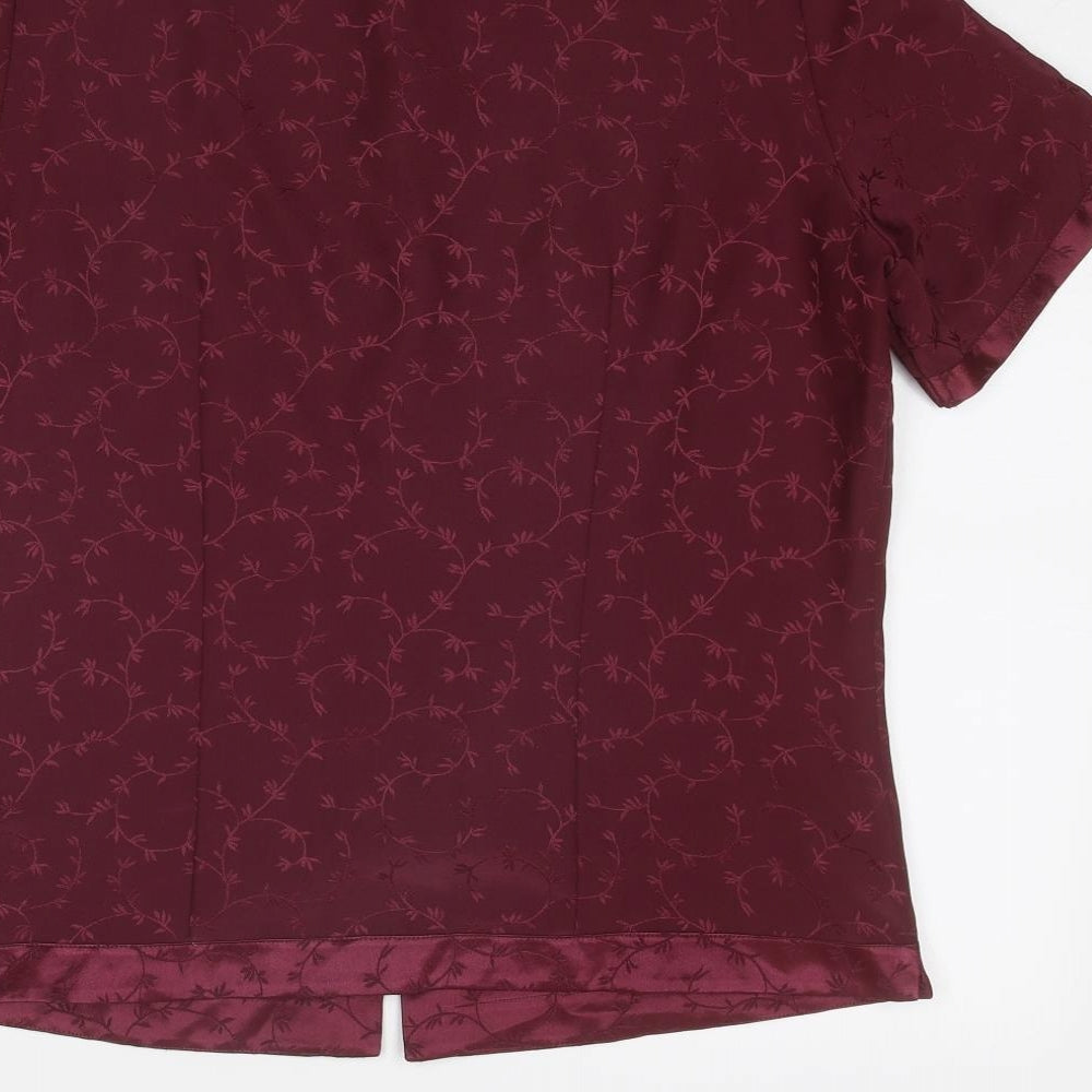 Marks & Spencer Womens Purple Floral Polyester Basic Button-Up Size 12 Round Neck