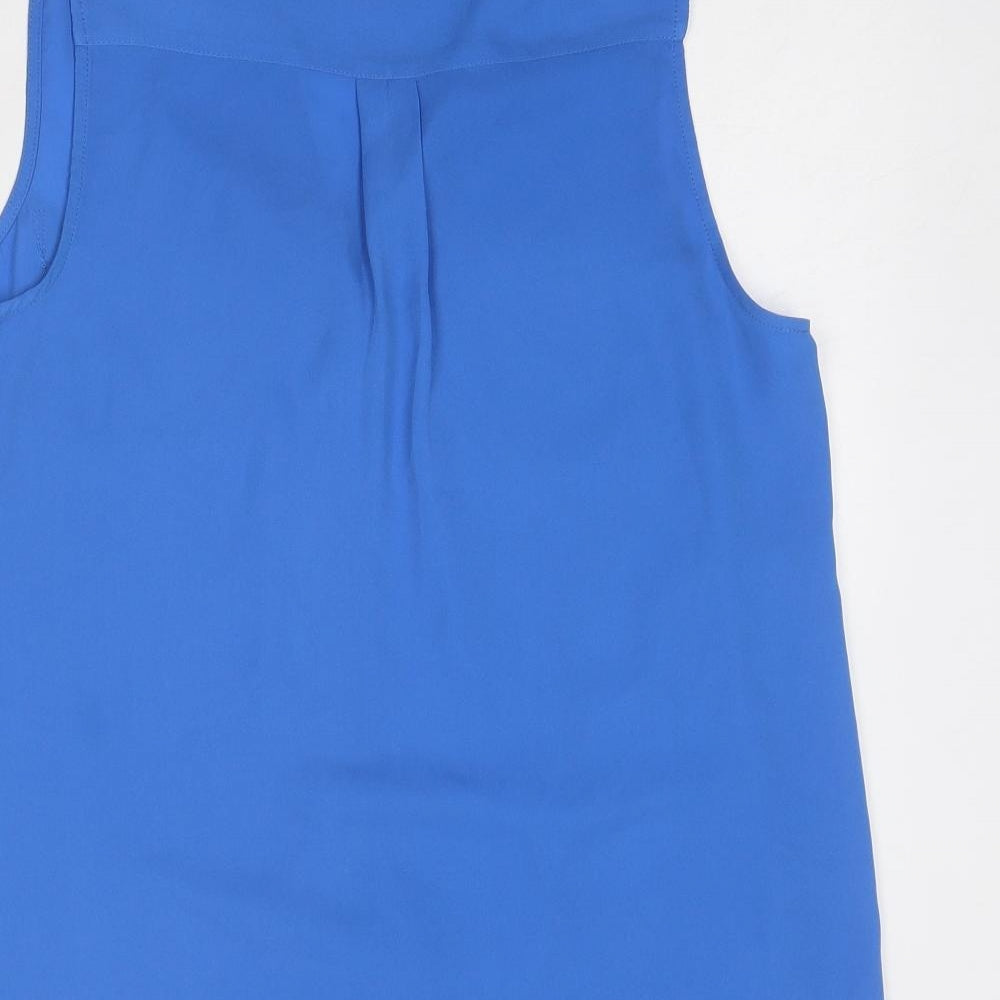 New Look Womens Blue Polyester Basic Button-Up Size 10 V-Neck