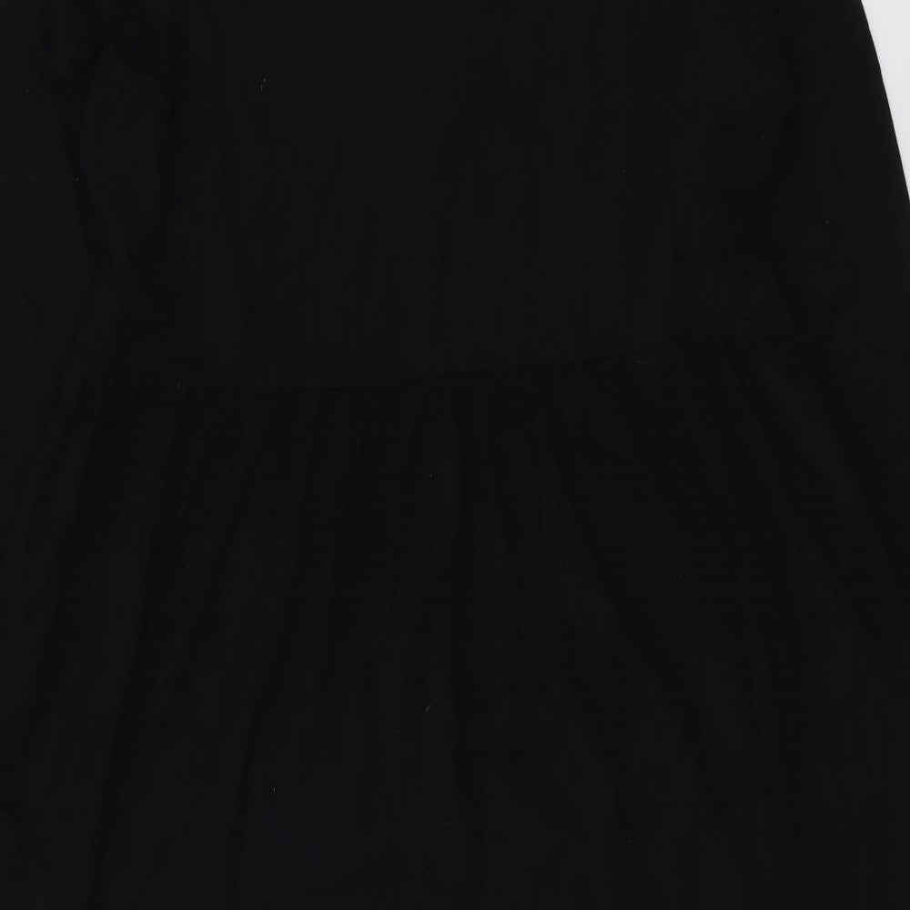 ASOS Womens Black Cotton A-Line Size 10 V-Neck Button