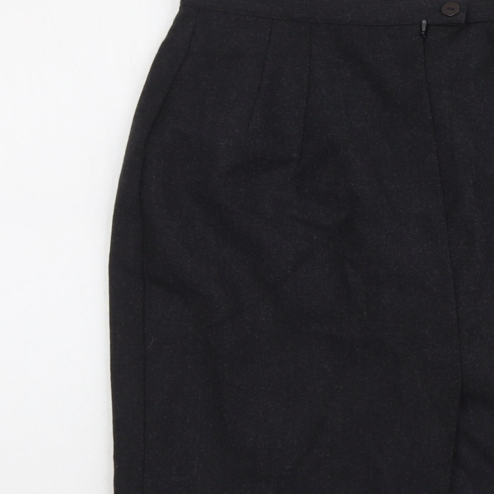 Marks & Spencer Womens Grey Wool A-Line Skirt Size 12 Zip