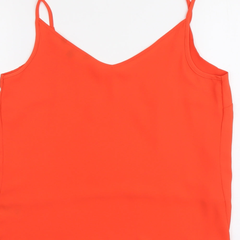 Bonamarché Womens Orange Polyester Basic Tank Size 10 V-Neck