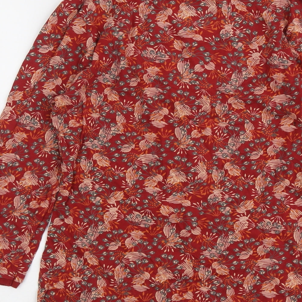 RJR.John Rocha Womens Red Geometric Cotton Basic Blouse Size 8 Scoop Neck