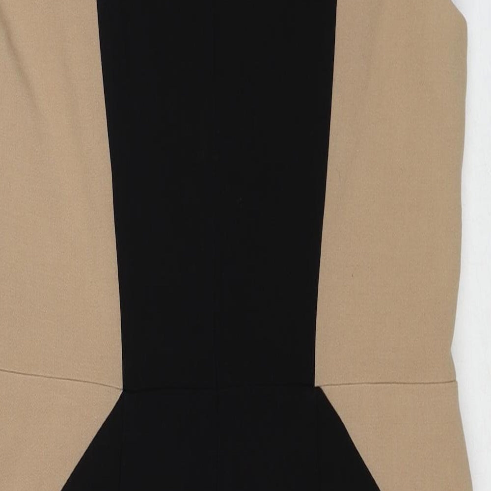 New Look Womens Black Colourblock Polyester Shift Size 12 Round Neck Zip