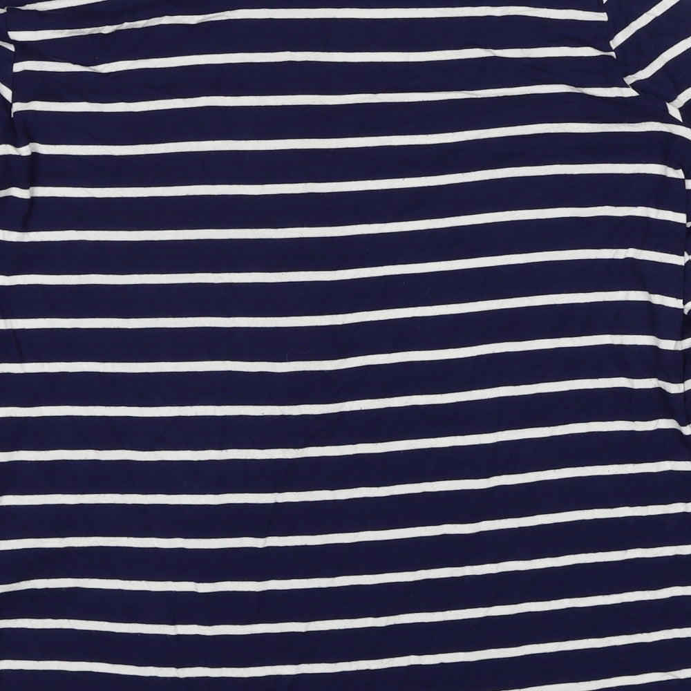Cable & Gauge Womens Blue Striped Viscose Basic Blouse Size M Boat Neck