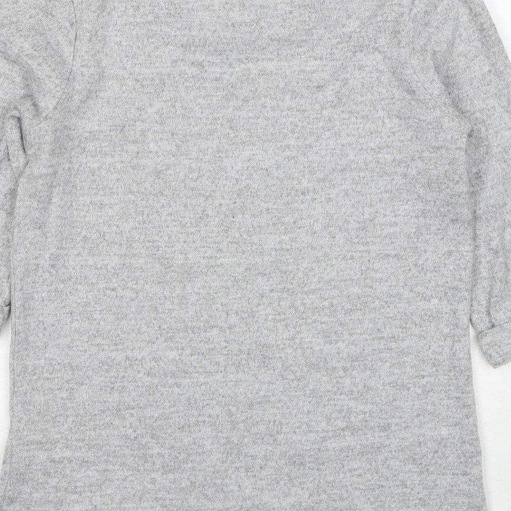 New Look Womens Grey Round Neck Polyester Pullover Jumper Size 8