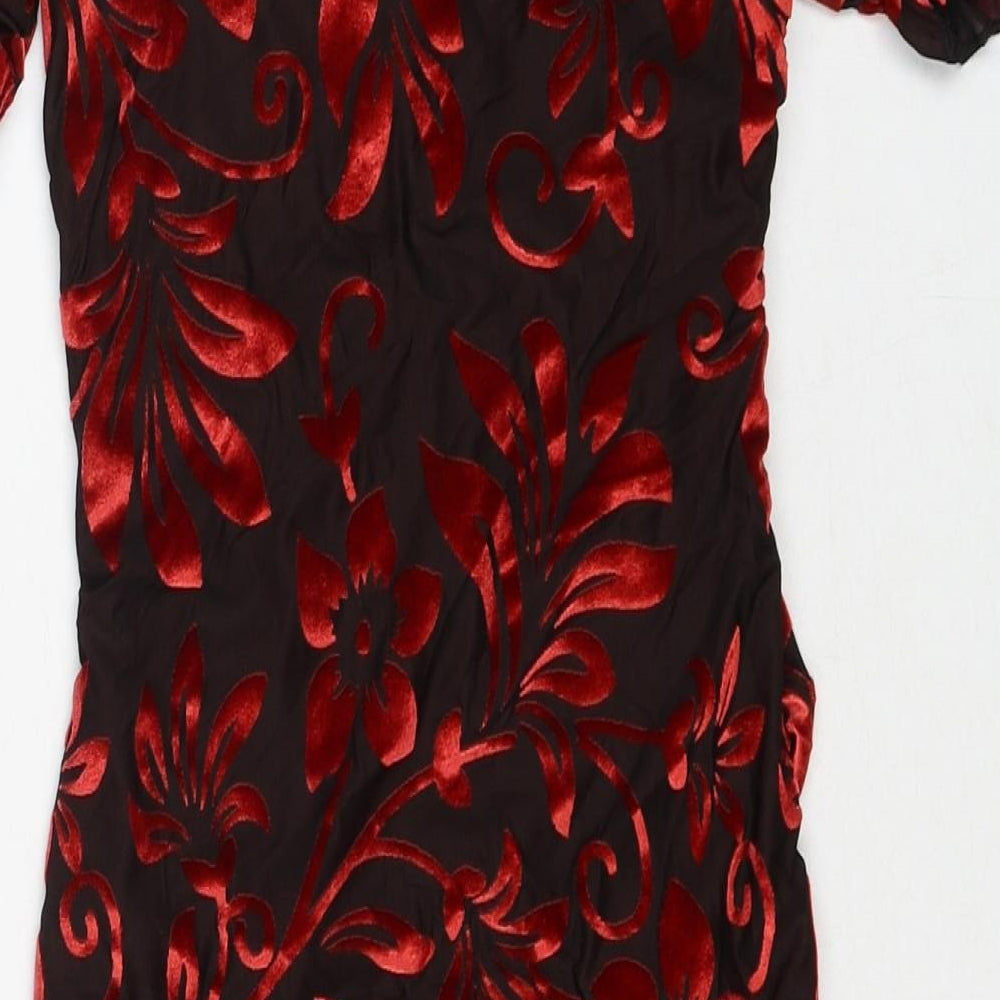 Nasty Gal Womens Multicoloured Floral Polyester Bodycon Size 6 Round Neck Pullover