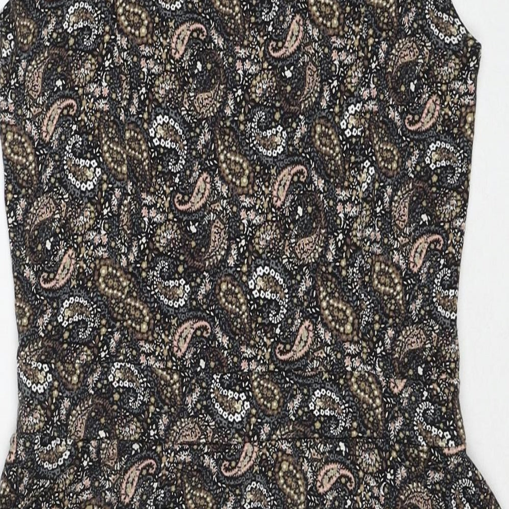 Warehouse Womens Multicoloured Paisley Viscose A-Line Size 12 Round Neck Zip
