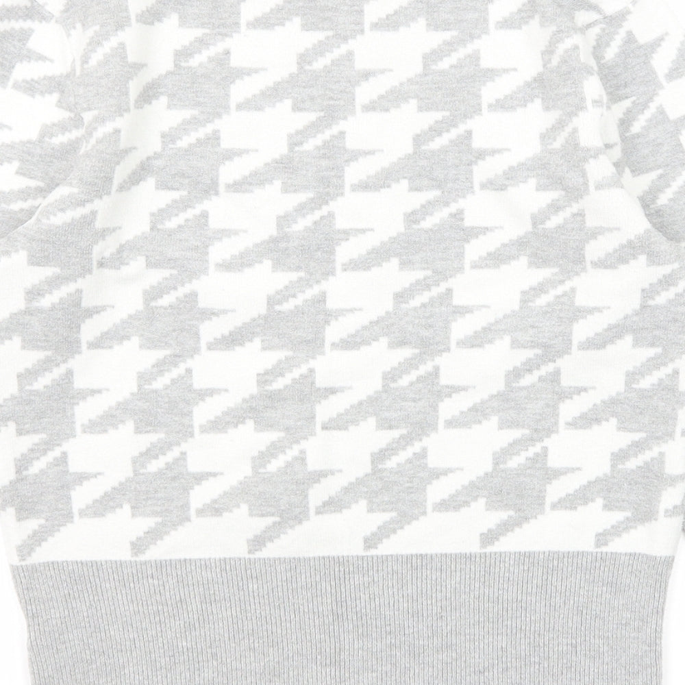 Marks & Spencer Womens Grey Mock Neck Geometric Viscose Pullover Jumper Size 12
