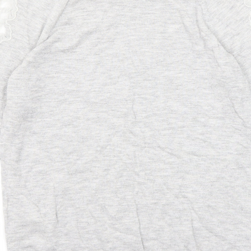 Warehouse Womens Grey Round Neck Polyamide Pullover Jumper Size 8 - Lace Details