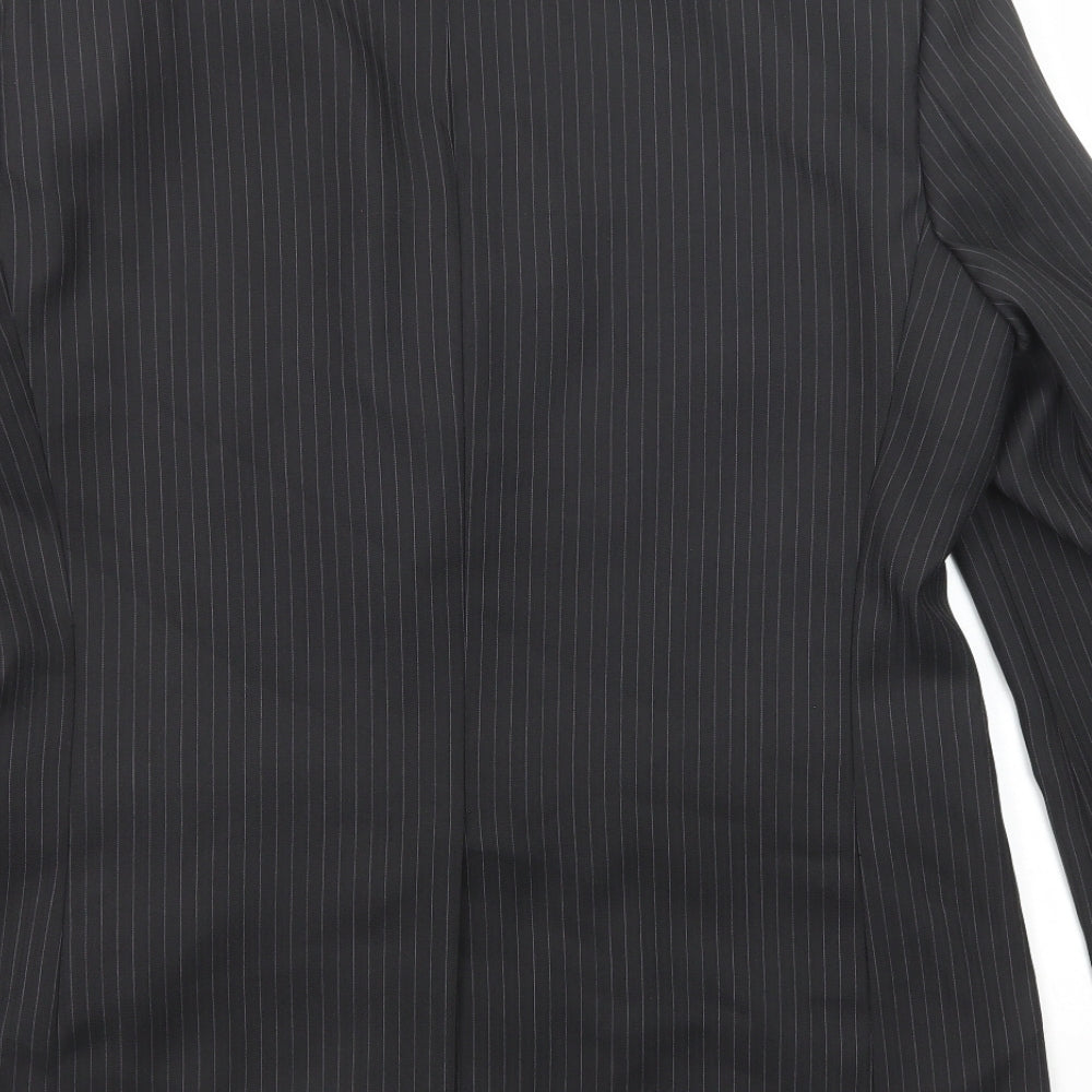 Greenwoods Mens Black Striped Polyester Jacket Suit Jacket Size 42 Regular