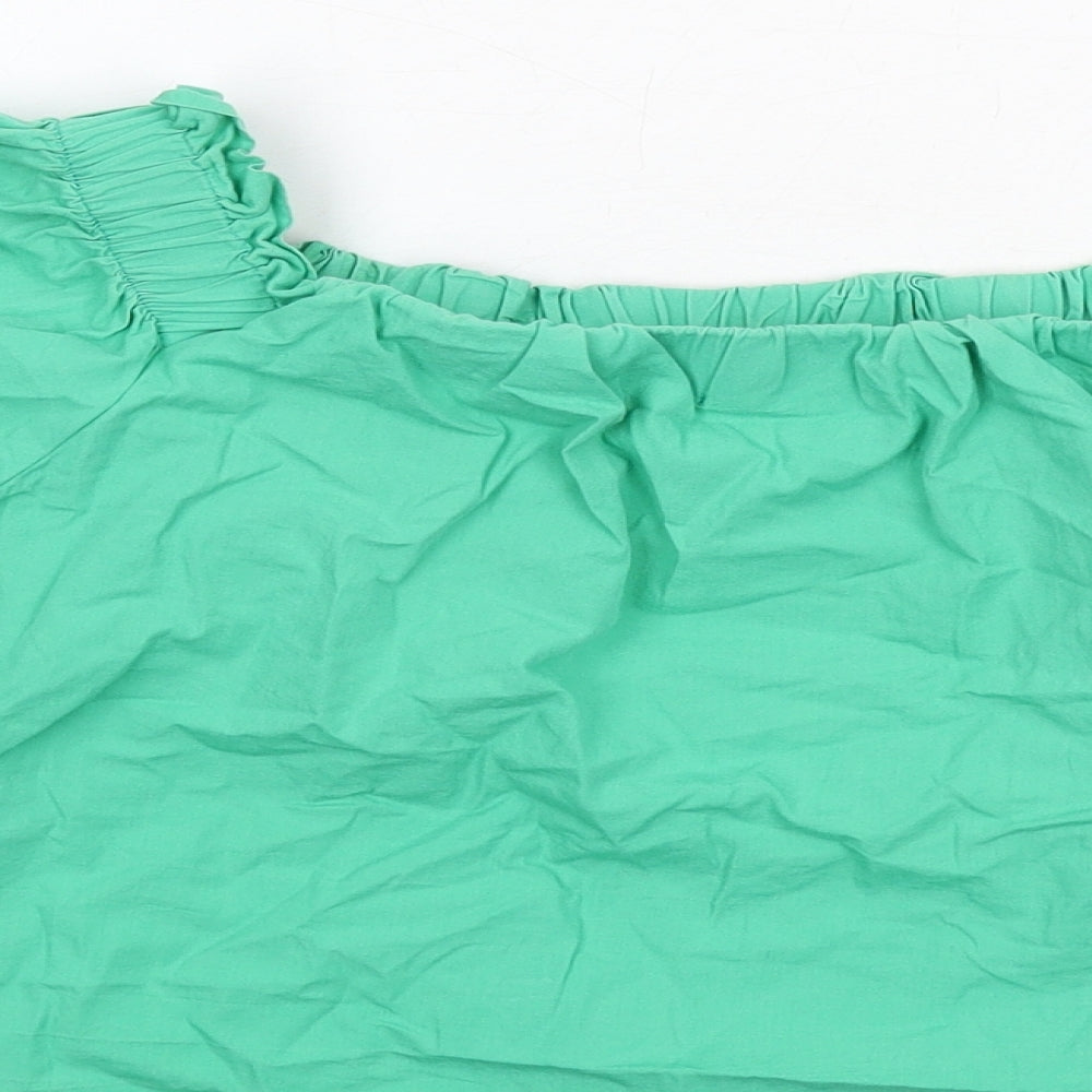 New Look Womens Green Cotton Basic Blouse Size 14 Off the Shoulder